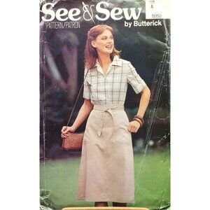 Vintage 70s Butterick 5952 See & Sew Shirt & Skirt Sewing Pattern Retro Fashion